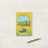 Post-it® Affiche de carte illustrée de la Roumanie. (Sur un bureau)