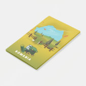 Post-it® Affiche de carte illustrée de la Roumanie. (Incliné)