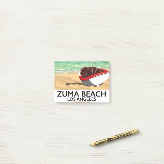 Post-it® Affiche de plage de Zuma Beach LA Rail (Sur un bureau)