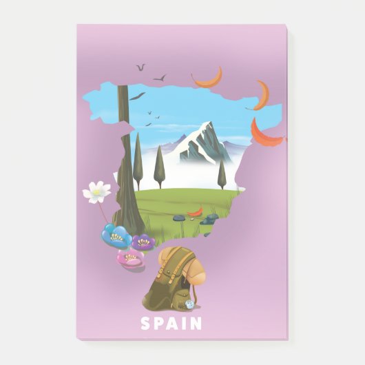 Post-it® Affiche de voyage carte illustrée d'Espagne (Devant)