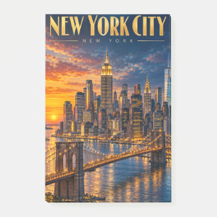 Post-it® Affiche de voyage de la skyline dorée de New York