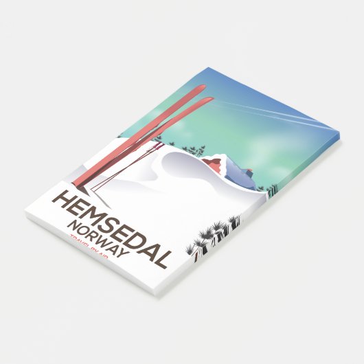 Post-it® Affiche de voyage de ski à Hemsedal en Norvège (Incliné)