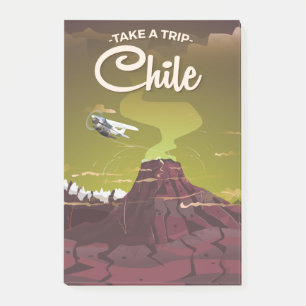 Post-it® Affiche de voyage vintage du volcan du Chili