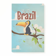 Affiche de voyage vintage Toucan Fly au Brésil
