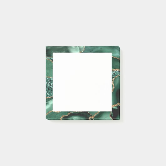 Post-it® Agate Green Gold Parties scintillant Géode Marbre  (Devant)