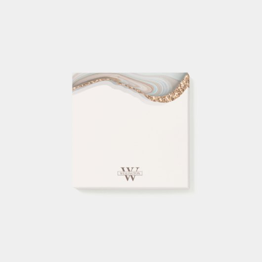 Post-it® Agate Pierre Marbre Nom du monogramme (Devant)