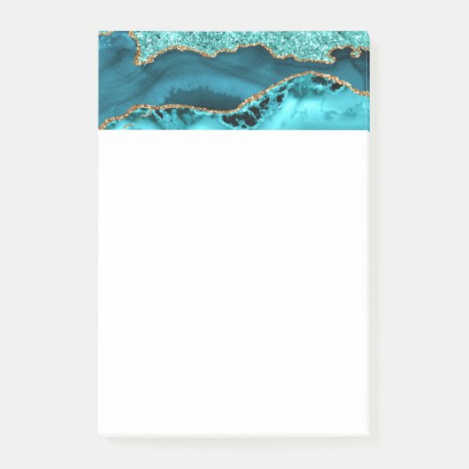 Post-it® Agate Turquoise Blue Gold Parties scintillant Marb (Devant)