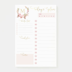 Post-it® Agenda quotidien Blush & Gold Monogram To Do List