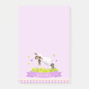 Post-it® Agneau sauter mignon whimsy nom personnalisé viole
