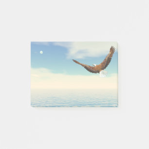 Post-it® Aigle à tête blanche volant sur l'océan jusqu'
