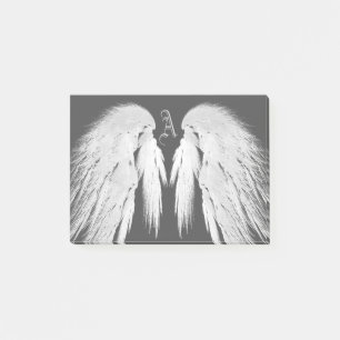 Post-it® AILES D'ANGE Gris Plumes Touchées Monogramme Perso
