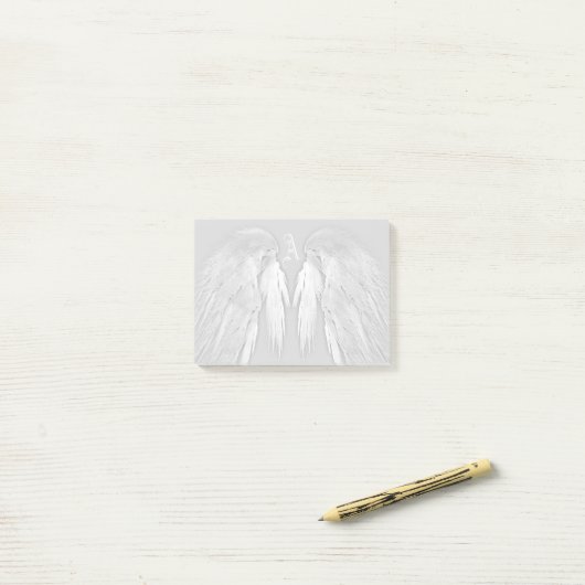 Post-it® AILES D'ANGE Gris Plumes Touchées Monogramme Perso (Sur un bureau)