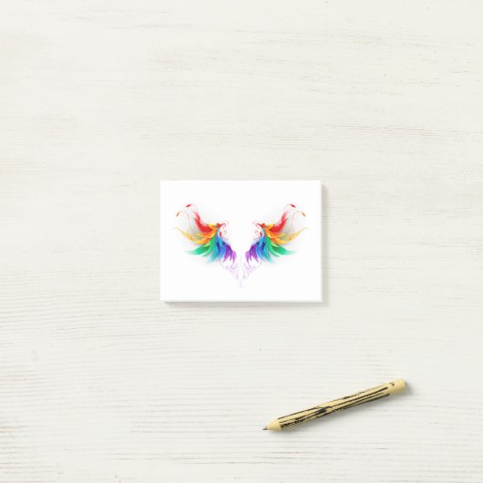 Post-it® Ailes fluffy arc-en-ciel (Sur un bureau)