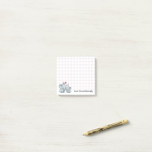 Post-it® Aimer les éléphants inconditionnels (Sur un bureau)