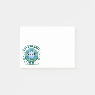 Post-it® Aimer to Knit Citation mignonne Bleu Vert Ball Fil