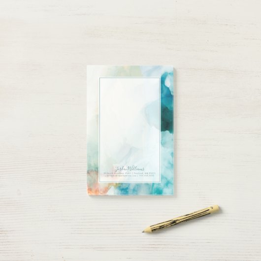 Post-it® Ajouter un nom | AversAversion - Aquarelle bleue (Sur un bureau)