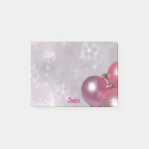 Post-it® Ajouter un nom Ornement rose et cadeau argent