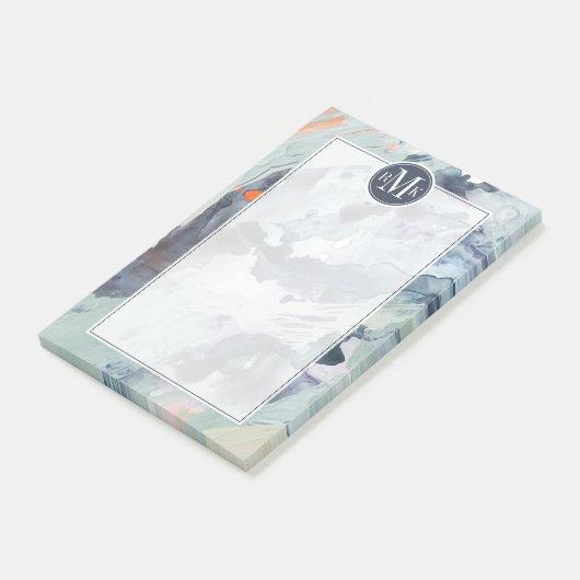 Post-it® Ajouter vos initiales | Mer polyphonique - Bleu (Incliné)