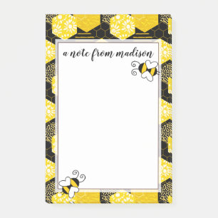Post-it® Ajouter votre nom  Bumble Bee Honeypeb Motif