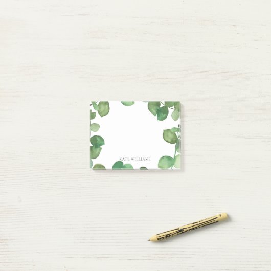 Post-it® Ajouter votre nom Feuilles Eucalyptus (Sur un bureau)