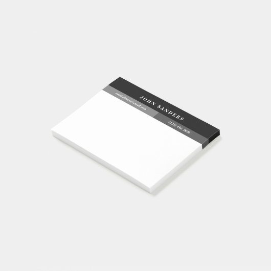 Post-it® Ajouter Votre Nom Simple Grey (Incliné)