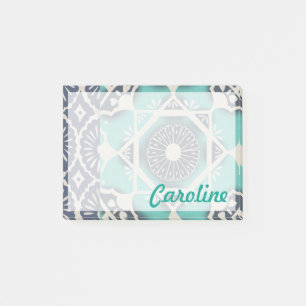 Post-it® Ajouter votre nom Tuile Batik Bleu II
