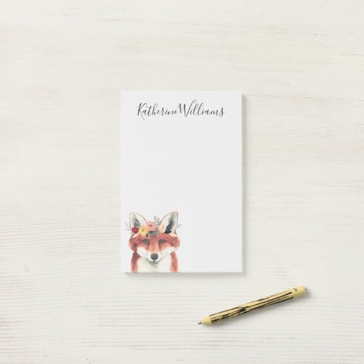 Post-it® Ajoutez votre Fox nommé de forestier de couronne (Sur un bureau)