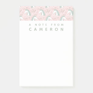 Post-it® Ajoutez votre motif floral doux nommé de licorn