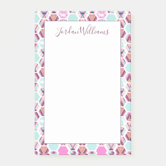 Post-it® Ajoutez votre motif nommé d'hexagone d'aquarelle (Devant)