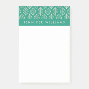 Post-it® Ajoutez votre motif vert nommé de feuille stylisé