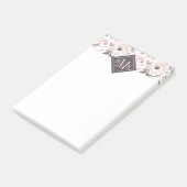 Post-it® Ajoutez votre motifs roses du monogramme | et gris (Incliné)