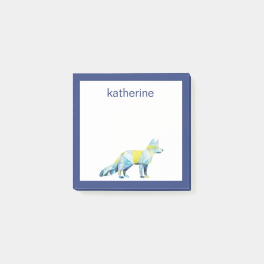 Post-it® Ajoutez votre nom | Animal de renard géométrique (Devant)