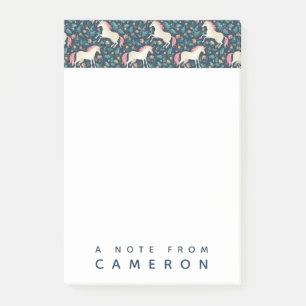 Post-it® Ajoutez votre nom Beau Motif de licorne magique