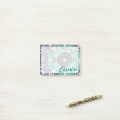 Post-it® Ajoutez votre nom | Carrelage Batik bleu II (Sur un bureau)