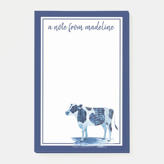 Post-it® Ajoutez votre nom | Cobalt Blue Farm Animaux - Vac (Devant)