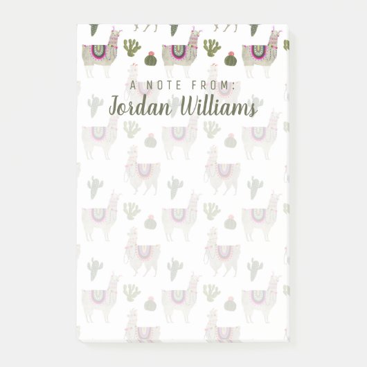 Post-it® Ajoutez votre nom | Collection Llamarama | Cute Ll (Devant)