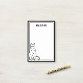Post-it® Ajoutez votre nom | Cute chat Kitty (Sur un bureau)