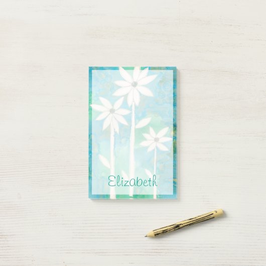 Post-it® Ajoutez votre nom | Dainty Daisies II (Sur un bureau)
