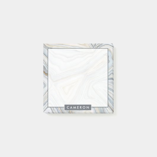 Post-it® Ajoutez votre nom | Design abstrait en marbre gris (Devant)