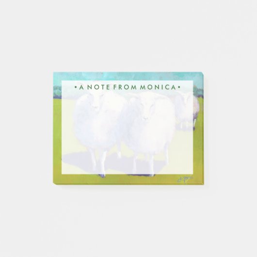 Post-it® Ajoutez votre nom | Deux Moutons En Champ (Devant)