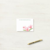 Post-it® Ajoutez votre nom | Fleurs d'aquarelle rose (Sur un bureau)