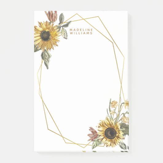 Post-it® Ajoutez votre nom | Fleurs de soleil géométriques (Devant)