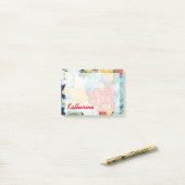 Post-it® Ajoutez votre nom | Florals II de minuit (Sur un bureau)