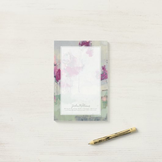 Post-it® Ajoutez votre nom | Fuchsia Treeline (Sur un bureau)