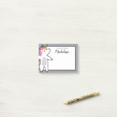 Post-it® Ajoutez votre nom | Fun Aerobic Unicorn (Sur un bureau)