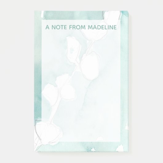 Post-it® Ajoutez votre nom | Ginkgo sur Dusty Turquoise - B (Devant)