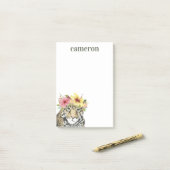 Post-it® Ajoutez votre nom | Halo tropical | Sweet Cheetah (Sur un bureau)