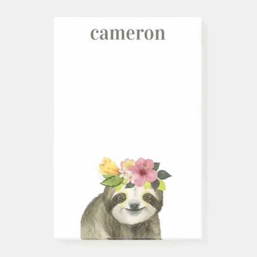 Post-it® Ajoutez votre nom | Halo tropical | Sweet Sloth (Devant)