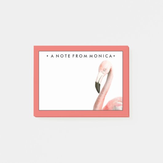 Post-it® Ajoutez votre nom | Oiseau de Flamant rose tropica (Devant)
