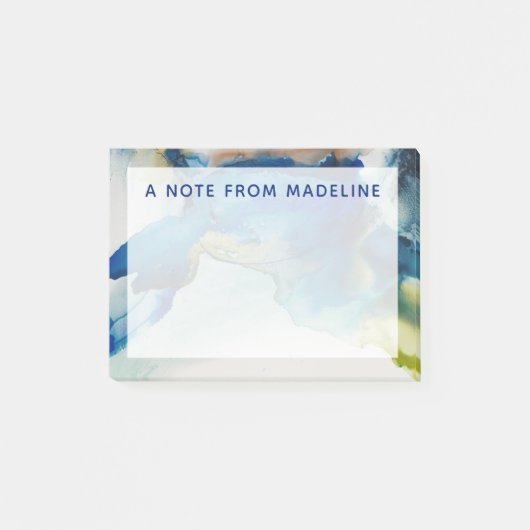 Post-it® Ajoutez votre nom | Terrain Abstrait - Bleu (Devant)